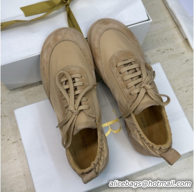 Low Price The Row Suede and Fabric Sneakers Beige 0224066 2026