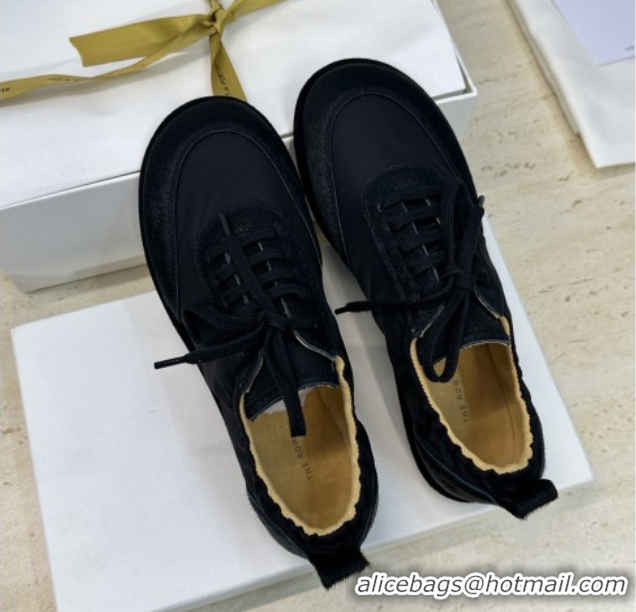 Good Quality The Row Suede and Fabric Sneakers Black 0224067 2026