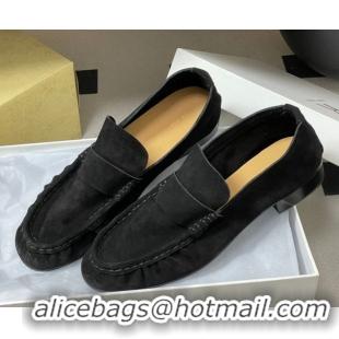 Good Quality The Row Suede Loafers Black TR022401 2026
