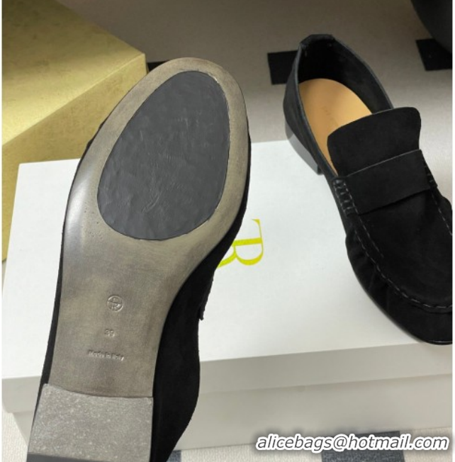Good Quality The Row Suede Loafers Black TR022401 2026