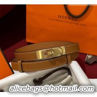 Famous Brand Hermes Kelly Duo Belt 1.8cm in Epsom Calfskin H102202 Brown/Gold 2024