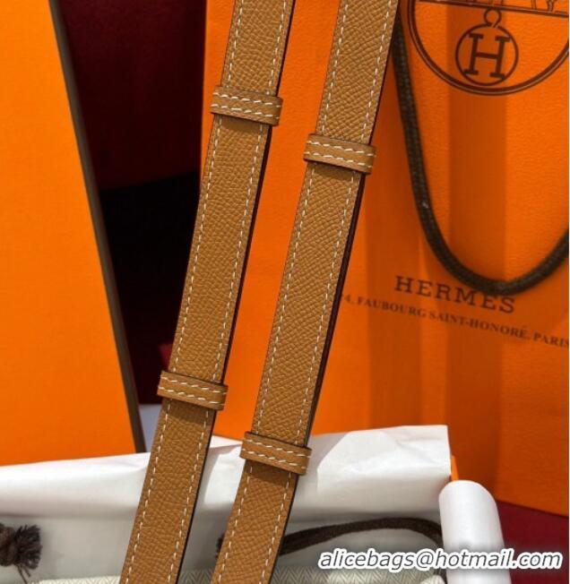 Famous Brand Hermes Kelly Duo Belt 1.8cm in Epsom Calfskin H102202 Brown/Gold 2024