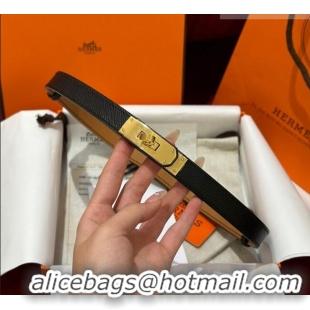 Cheapest Hermes Kelly Duo Belt 1.8cm in Epsom Calfskin H102202 Black/Gold 2024