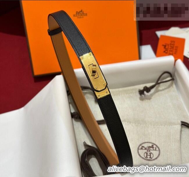 Cheapest Hermes Kelly Duo Belt 1.8cm in Epsom Calfskin H102202 Black/Gold 2024