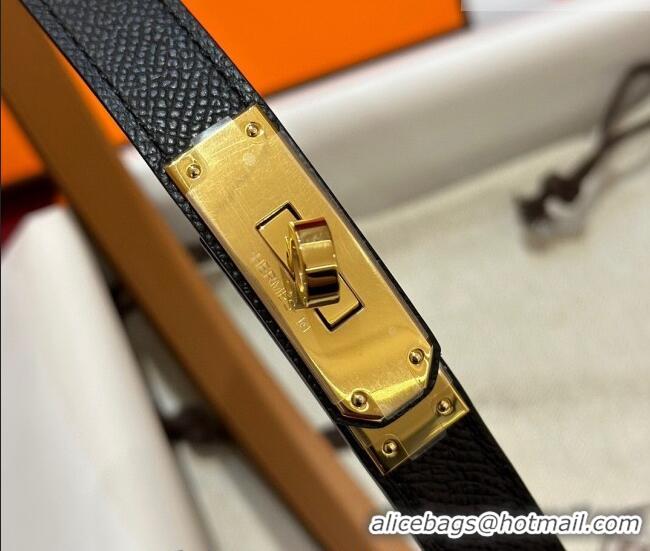 Cheapest Hermes Kelly Duo Belt 1.8cm in Epsom Calfskin H102202 Black/Gold 2024