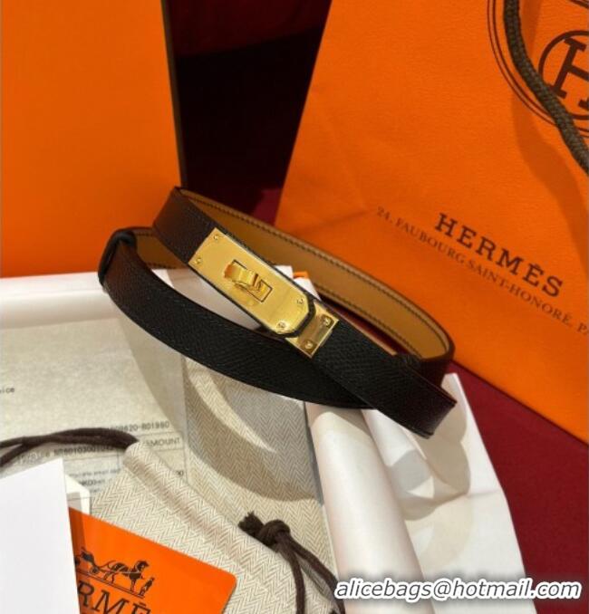 Cheapest Hermes Kelly Duo Belt 1.8cm in Epsom Calfskin H102202 Black/Gold 2024
