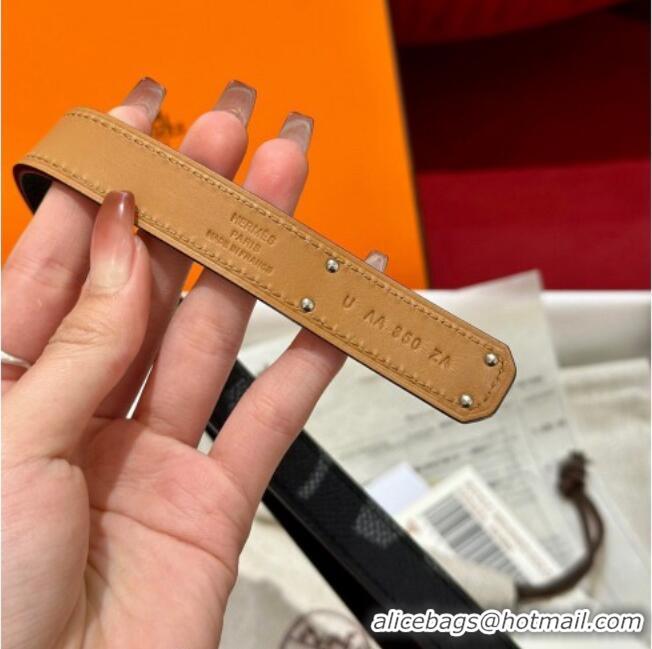 Top Quality Hermes Kelly Duo Belt 1.8cm in Epsom Calfskin H102202 Black/Silver 2024