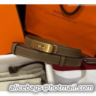 Top Grade Hermes Kelly Duo Belt 1.8cm in Epsom Calfskin H102202 Grey/Gold 2024
