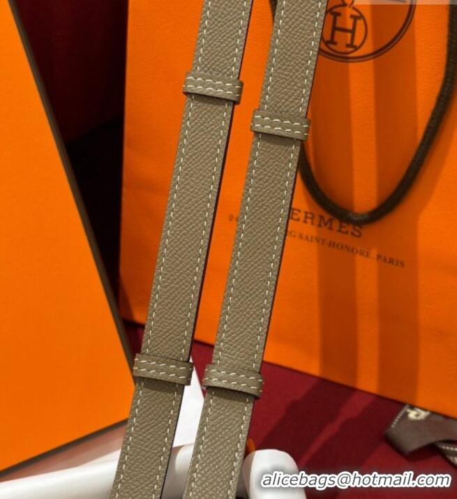 Top Grade Hermes Kelly Duo Belt 1.8cm in Epsom Calfskin H102202 Grey/Gold 2024