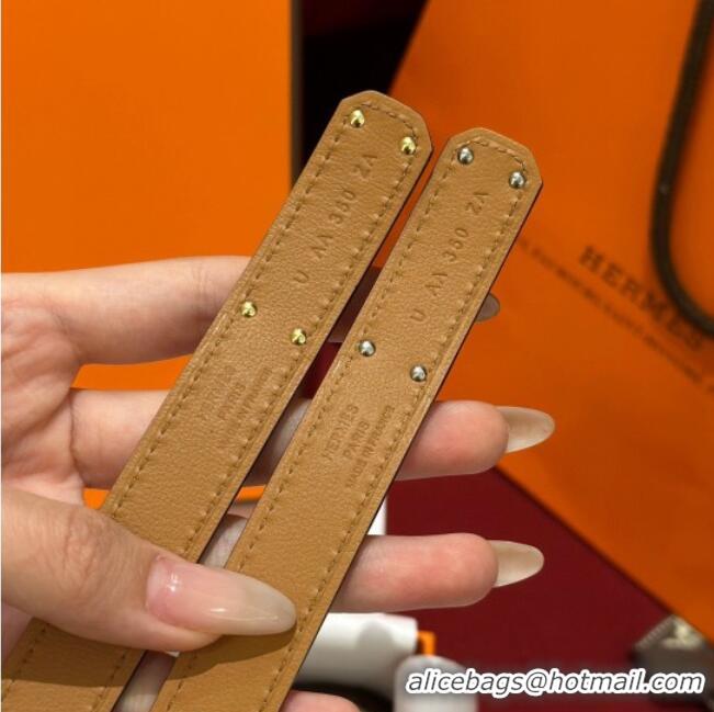 Top Grade Hermes Kelly Duo Belt 1.8cm in Epsom Calfskin H102202 Grey/Gold 2024