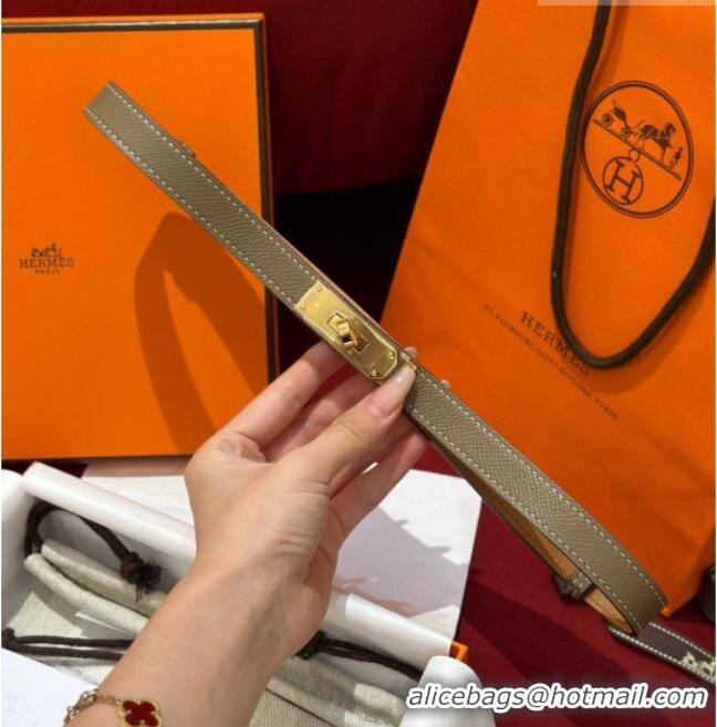 Top Grade Hermes Kelly Duo Belt 1.8cm in Epsom Calfskin H102202 Grey/Gold 2024
