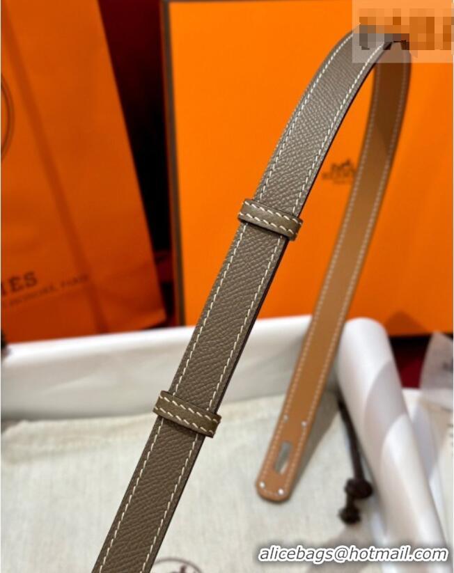 Top Grade Hermes Kelly Duo Belt 1.8cm in Epsom Calfskin H102202 Grey/Silver 2024