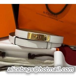 Grade Design Hermes Kelly Duo Belt 1.8cm in Epsom Calfskin H102202 White/Gold 2024