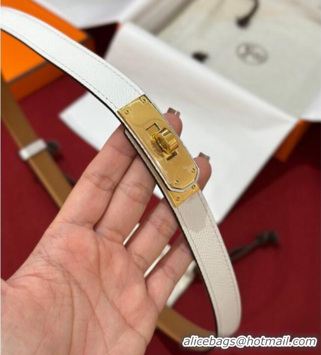 Grade Design Hermes Kelly Duo Belt 1.8cm in Epsom Calfskin H102202 White/Gold 2024