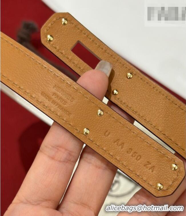 Grade Design Hermes Kelly Duo Belt 1.8cm in Epsom Calfskin H102202 White/Gold 2024