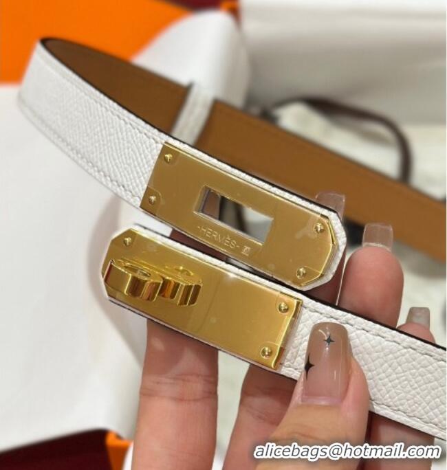 Grade Design Hermes Kelly Duo Belt 1.8cm in Epsom Calfskin H102202 White/Gold 2024
