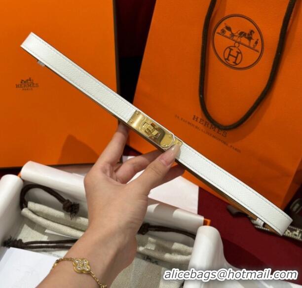 Grade Design Hermes Kelly Duo Belt 1.8cm in Epsom Calfskin H102202 White/Gold 2024