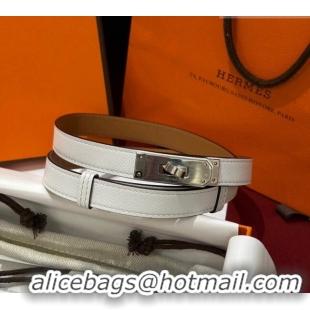 Good Looking Hermes Kelly Duo Belt 1.8cm in Epsom Calfskin H102202 White/Silver 2024