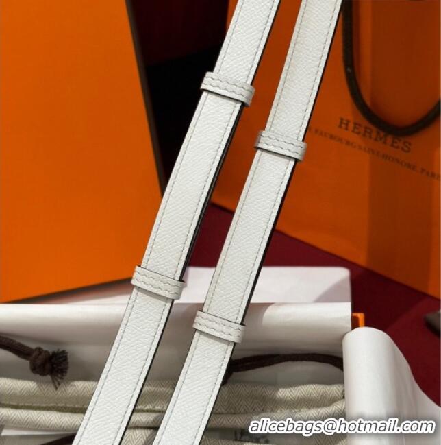 Good Looking Hermes Kelly Duo Belt 1.8cm in Epsom Calfskin H102202 White/Silver 2024