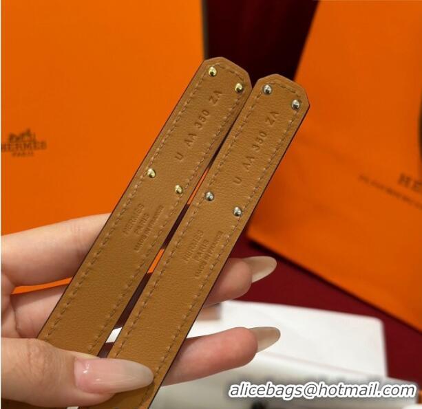 Good Looking Hermes Kelly Duo Belt 1.8cm in Epsom Calfskin H102202 White/Silver 2024