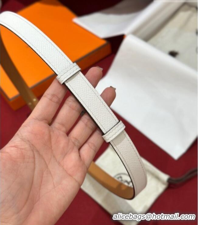 Good Looking Hermes Kelly Duo Belt 1.8cm in Epsom Calfskin H102202 White/Silver 2024
