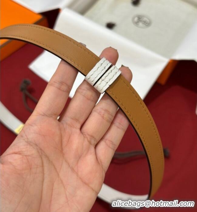 Good Looking Hermes Kelly Duo Belt 1.8cm in Epsom Calfskin H102202 White/Silver 2024