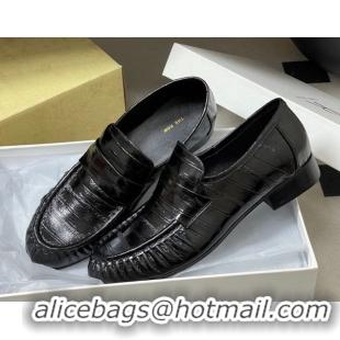 Popular Style The Row Loafers in Eel Embossed Leather TR022402 Black 2026