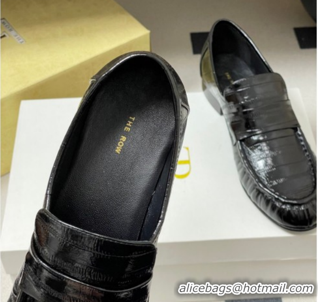 Popular Style The Row Loafers in Eel Embossed Leather TR022402 Black 2026