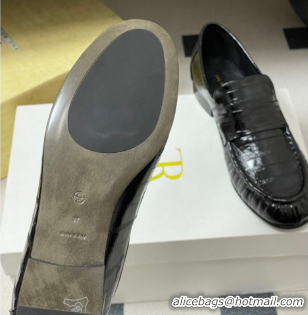 Popular Style The Row Loafers in Eel Embossed Leather TR022402 Black 2026