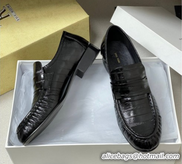 Popular Style The Row Loafers in Eel Embossed Leather TR022402 Black 2026