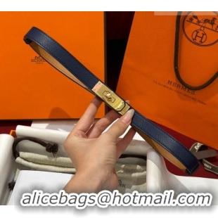 Cheapest Hermes Kelly Duo Belt 1.8cm in Epsom Calfskin H102202 Blue/Gold 2024
