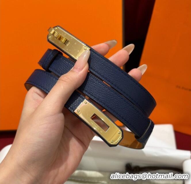 Cheapest Hermes Kelly Duo Belt 1.8cm in Epsom Calfskin H102202 Blue/Gold 2024