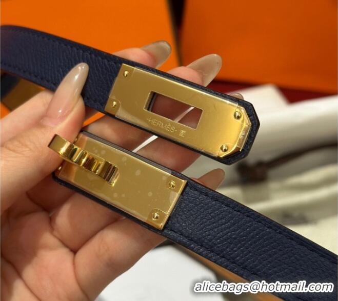 Cheapest Hermes Kelly Duo Belt 1.8cm in Epsom Calfskin H102202 Blue/Gold 2024