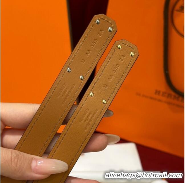 Luxury Cheap Hermes Kelly Duo Belt 1.8cm in Epsom Calfskin H102202 Blue/Silver 2024