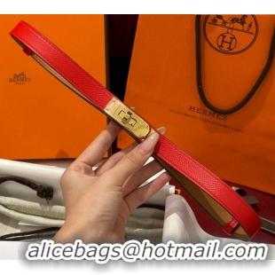 Good Taste Hermes Kelly Duo Belt 1.8cm in Epsom Calfskin H102202 Red/Gold 2024