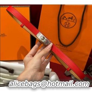 Low Cost Hermes Kelly Duo Belt 1.8cm in Epsom Calfskin H102202 Red/Silver 2024