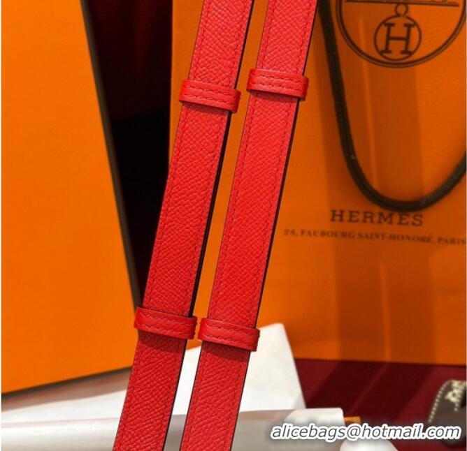 Low Cost Hermes Kelly Duo Belt 1.8cm in Epsom Calfskin H102202 Red/Silver 2024