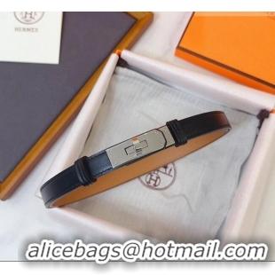 Good Taste Hermes Kelly Duo Belt 1.8cm in Calfskin Leather H102202 Black/Silver 2024