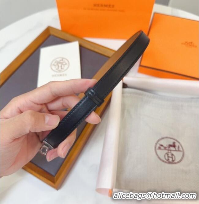 Good Taste Hermes Kelly Duo Belt 1.8cm in Calfskin Leather H102202 Black/Silver 2024