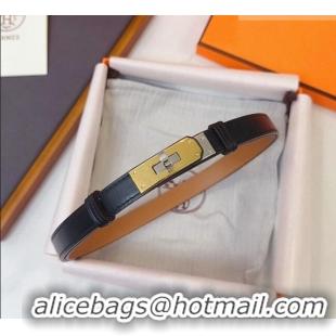 Buy Fashionable Hermes Kelly Duo Belt 1.8cm in Calfskin Leather H102202 Black/Gold/Silver 2024
