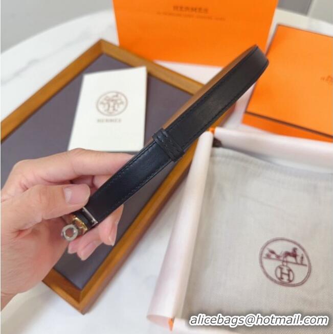 Buy Fashionable Hermes Kelly Duo Belt 1.8cm in Calfskin Leather H102202 Black/Gold/Silver 2024