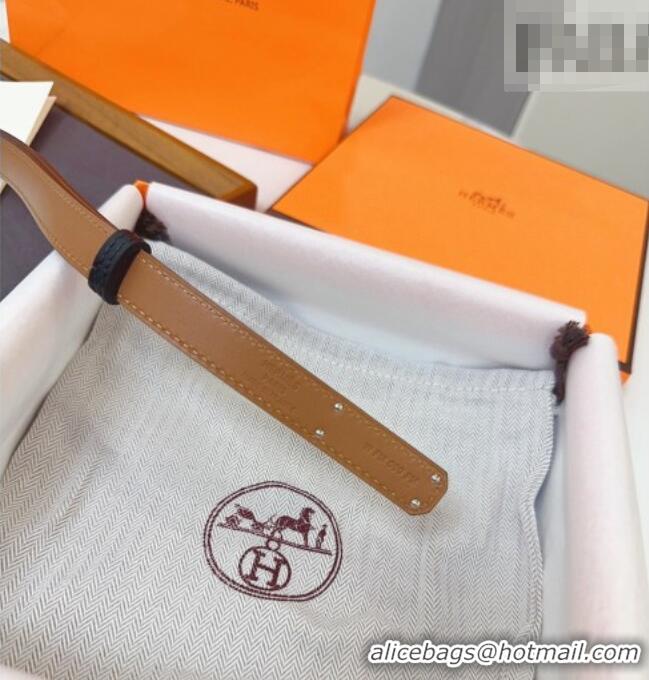 Buy Fashionable Hermes Kelly Duo Belt 1.8cm in Calfskin Leather H102202 Black/Gold/Silver 2024