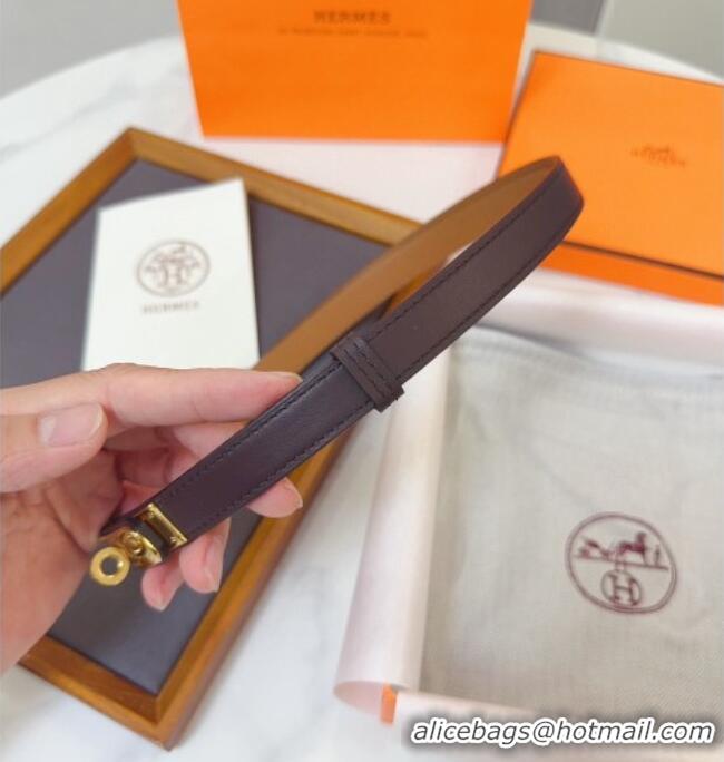 Luxury Cheap Hermes Kelly Duo Belt 1.8cm in Calfskin Leather H102202 Burgundy/Gold 2024