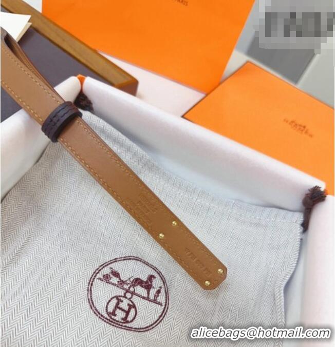 Luxury Cheap Hermes Kelly Duo Belt 1.8cm in Calfskin Leather H102202 Burgundy/Gold 2024