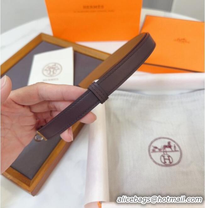 Luxury Cheap Hermes Kelly Duo Belt 1.8cm in Calfskin Leather H102202 Burgundy/Gold/Silver 2024