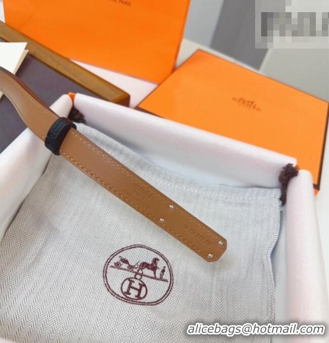 Buy Fashionable Hermes Kelly Duo Belt 1.8cm in Calfskin Leather H102202 Burgundy/Silver 2024