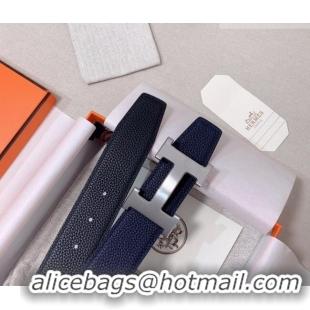 ​Promotional Hermes Constance Belt Buckle & Reversible Togo Calfskin Leather Strap 3.8cm 0108 Black/Blue 2025