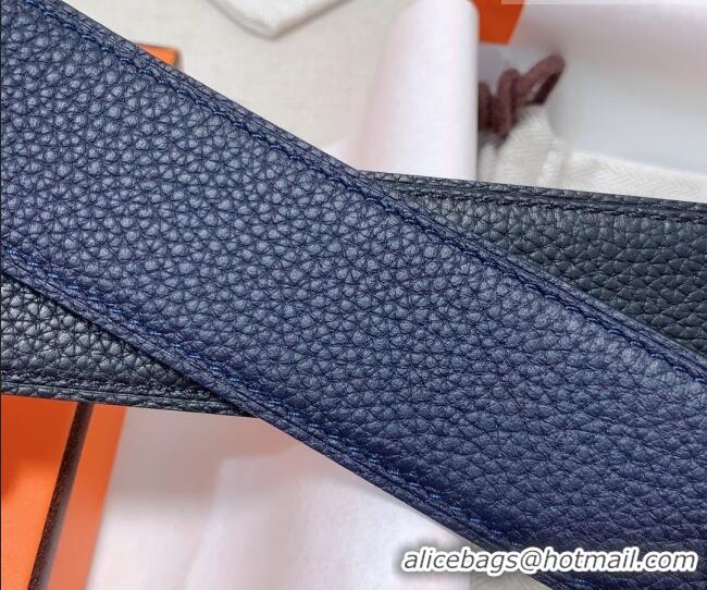 ​Promotional Hermes Constance Belt Buckle & Reversible Togo Calfskin Leather Strap 3.8cm 0108 Black/Blue 2025