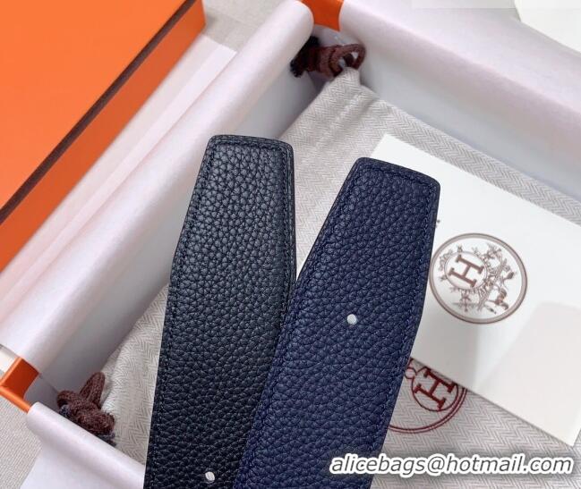 ​Promotional Hermes Constance Belt Buckle & Reversible Togo Calfskin Leather Strap 3.8cm 0108 Black/Blue 2025