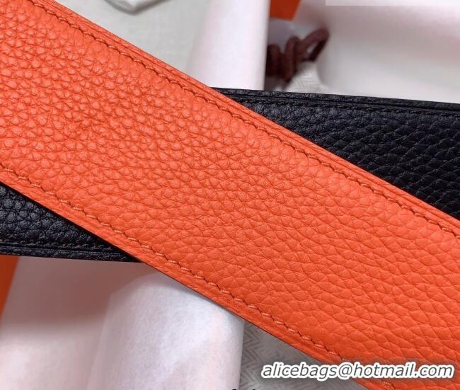 Top Grade Hermes Constance Belt Buckle & Reversible Togo Calfskin Leather Strap 3.8cm 0108 Black/Orange 2025